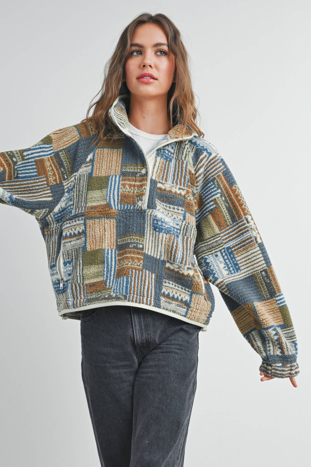 Buttermelon Patchwork Print Multicolor Sweatshirt - BMT7495