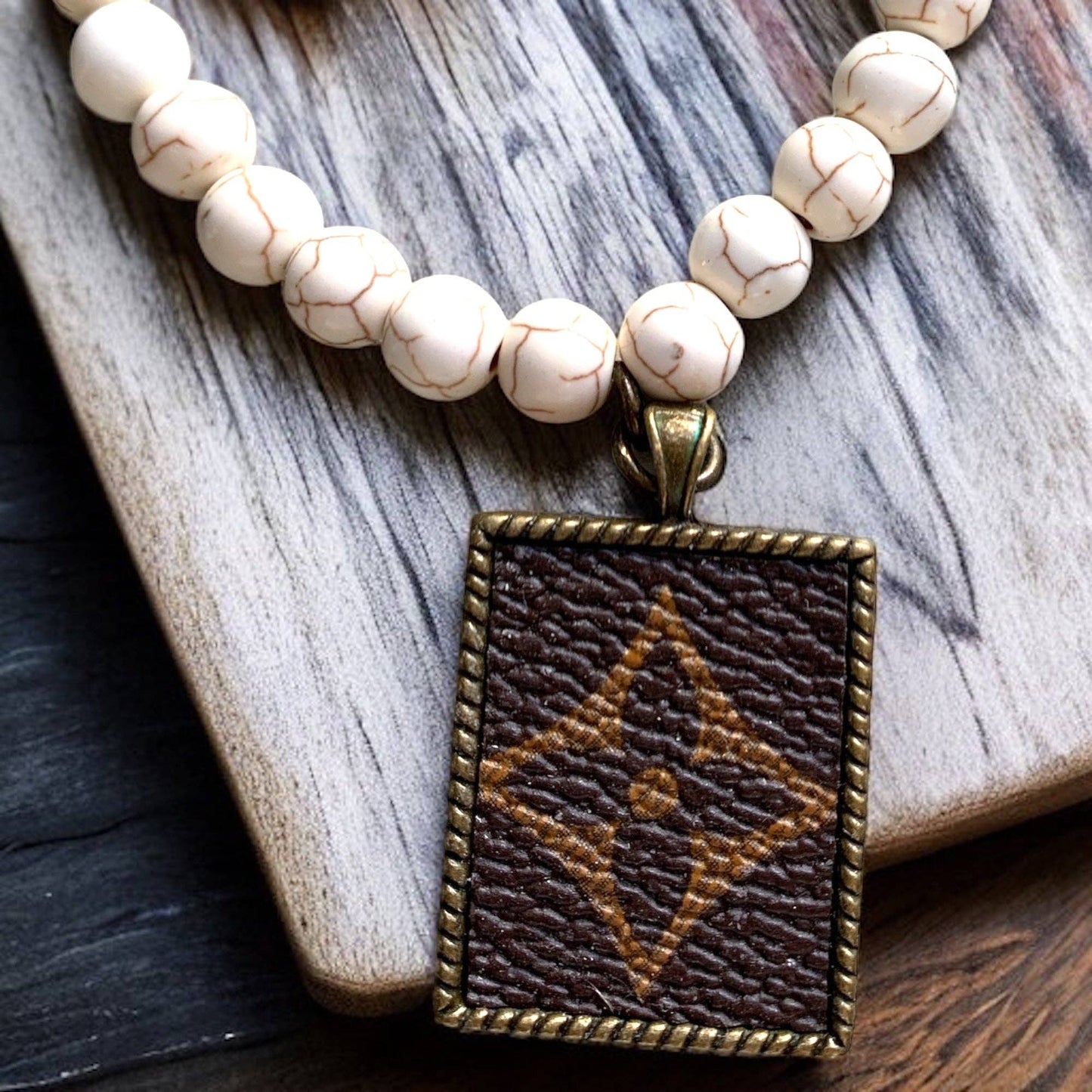 LV Howlite White 8mm Bracelet