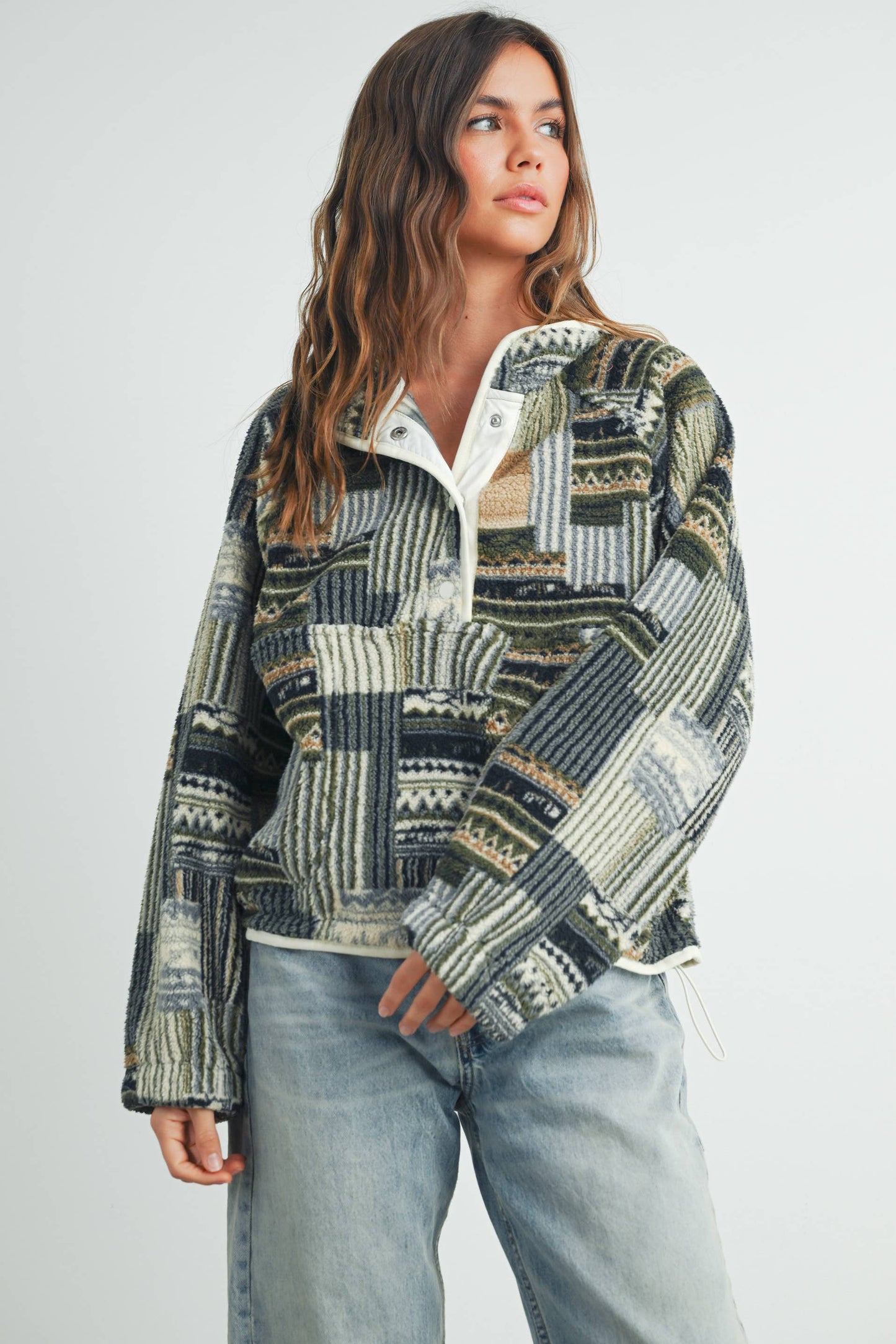 Buttermelon Patchwork Print Multicolor Sweatshirt - BMT7495
