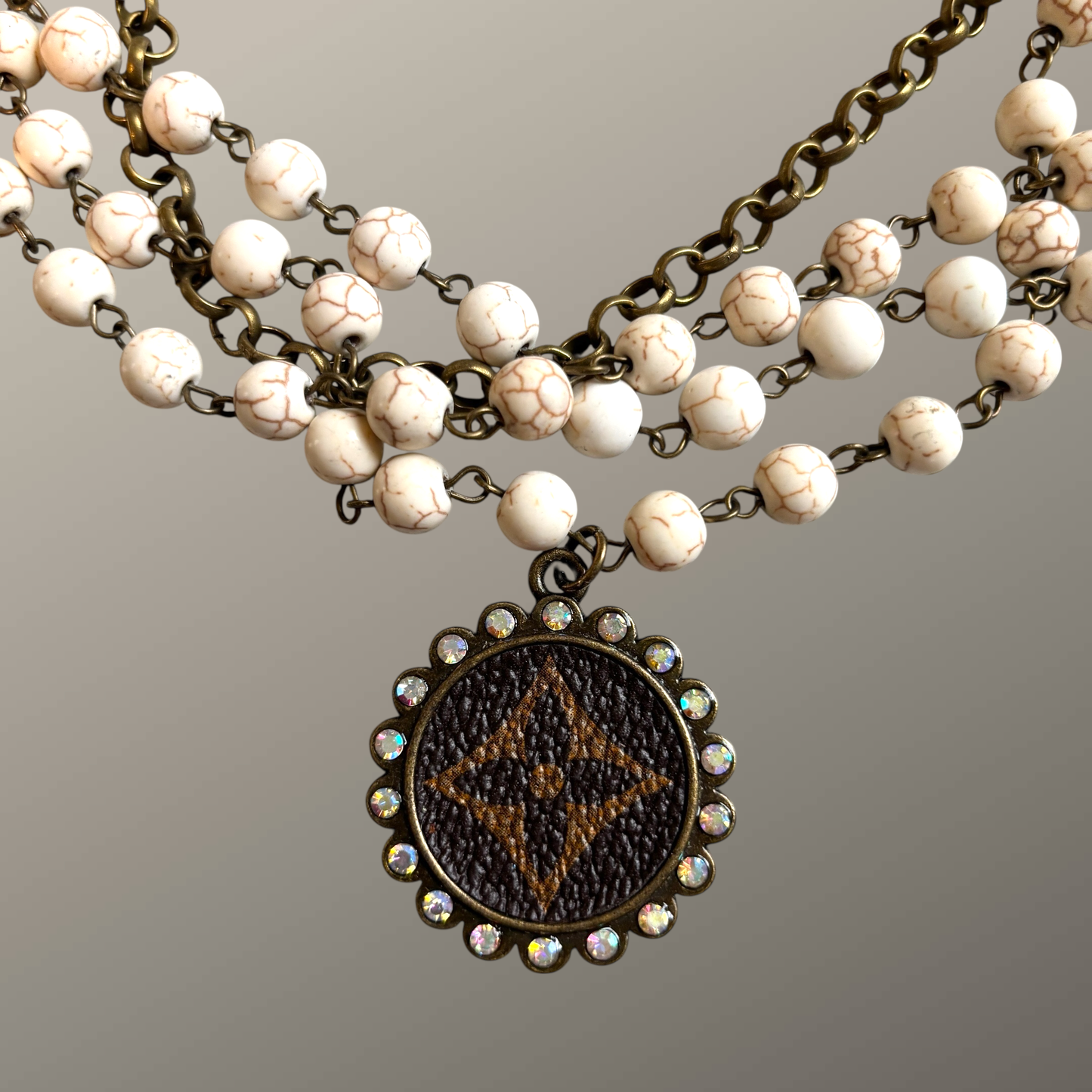 LV White Howlite Turquoise Layered Necklace