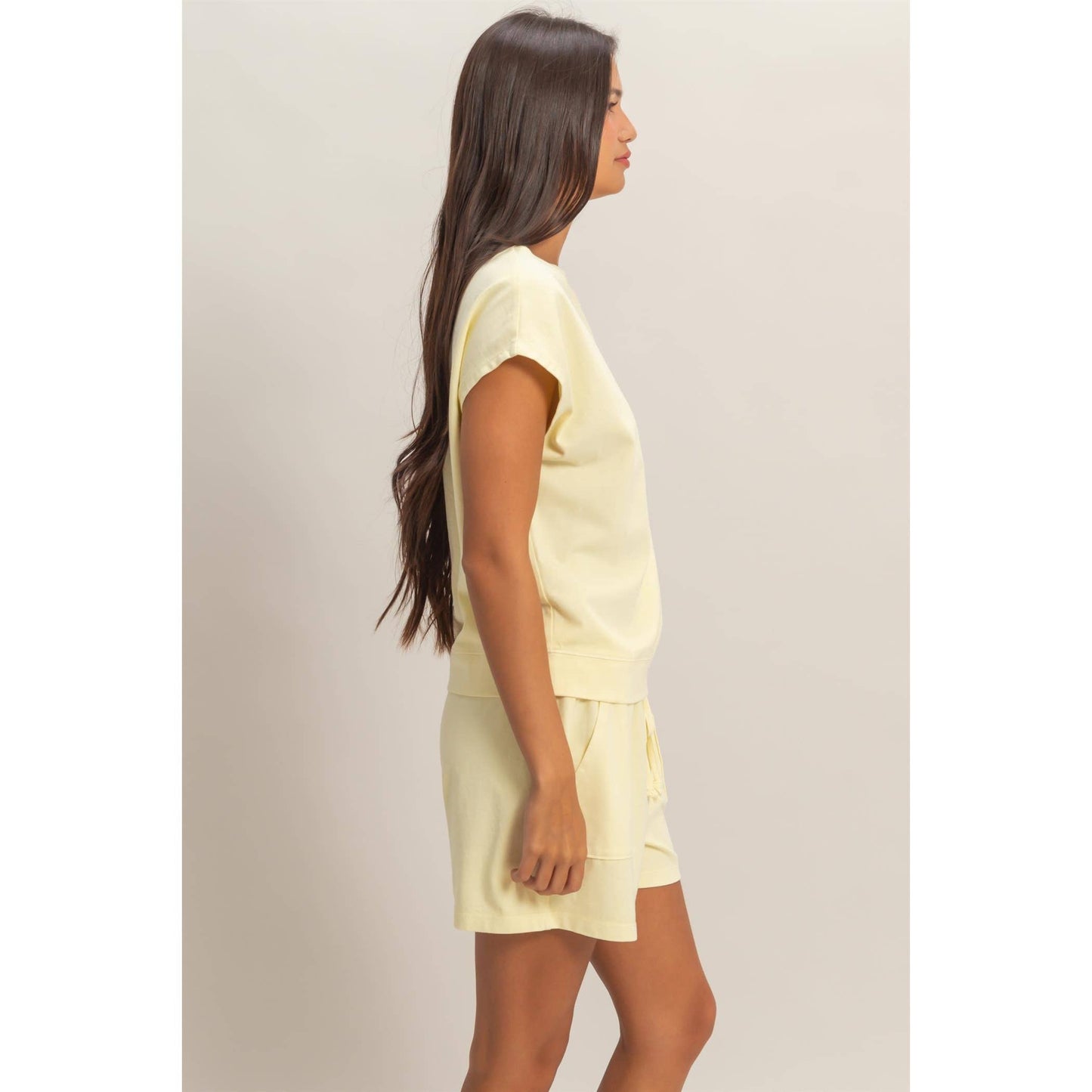 Sleeveless Crew Neck Top and Shorts Set