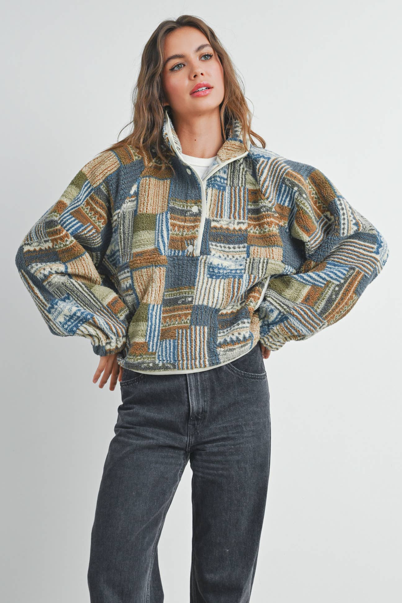 Buttermelon Patchwork Print Multicolor Sweatshirt - BMT7495