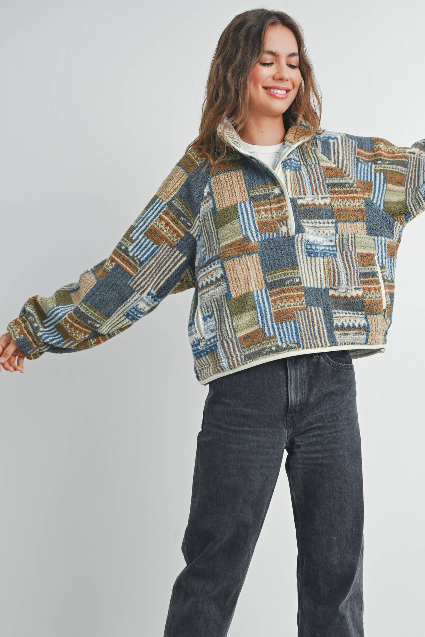 Buttermelon Patchwork Print Multicolor Sweatshirt - BMT7495