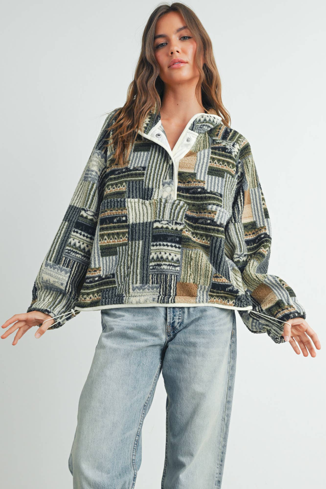 Buttermelon Patchwork Print Multicolor Sweatshirt - BMT7495