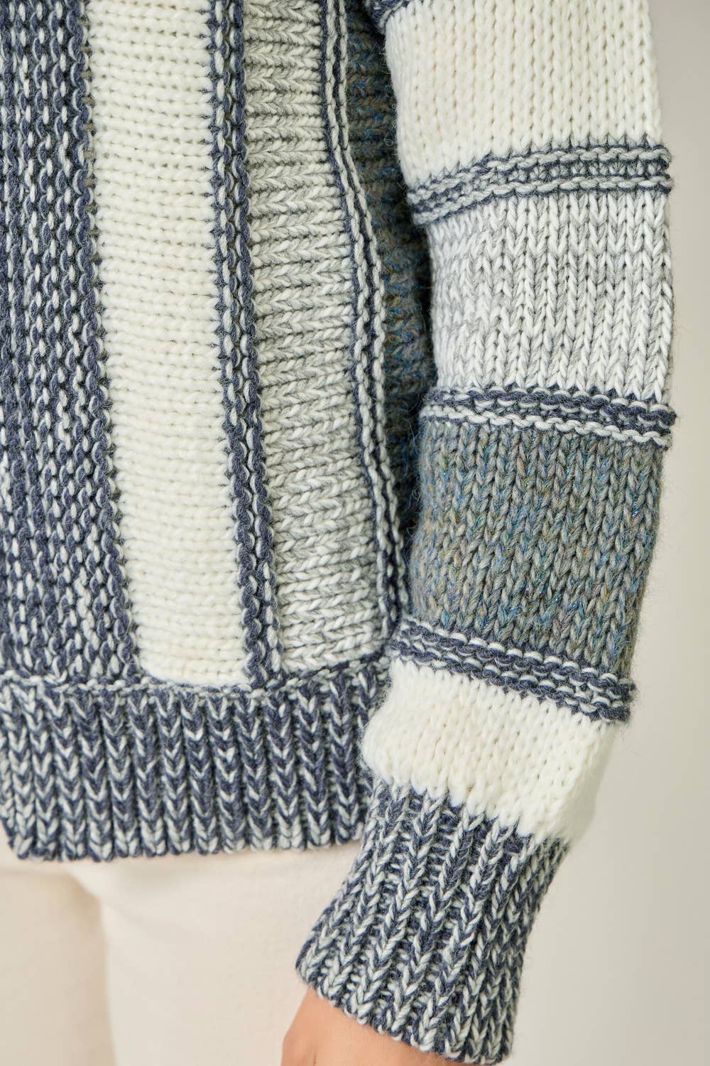 Mystree Color Blocked Sweater Cardigan