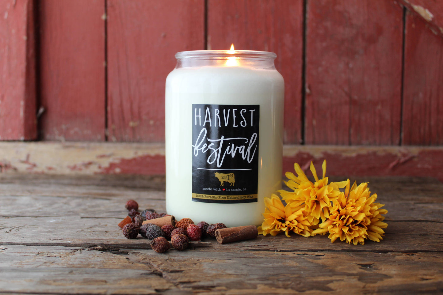 26 oz Farmhouse Jar Fall Candle: Harvest Festival