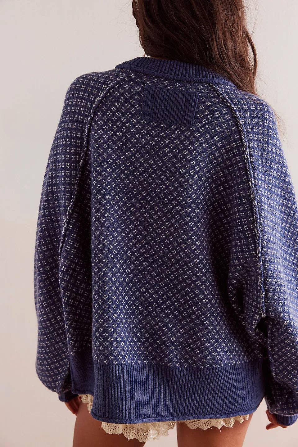 Jacquard Round Neck Pullover Sweater