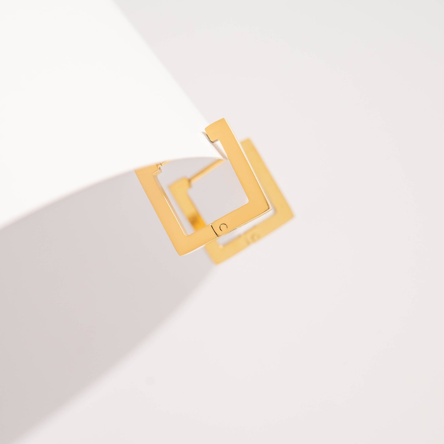 18K Gold PVD Stainless Steel Square Huggie Earrings