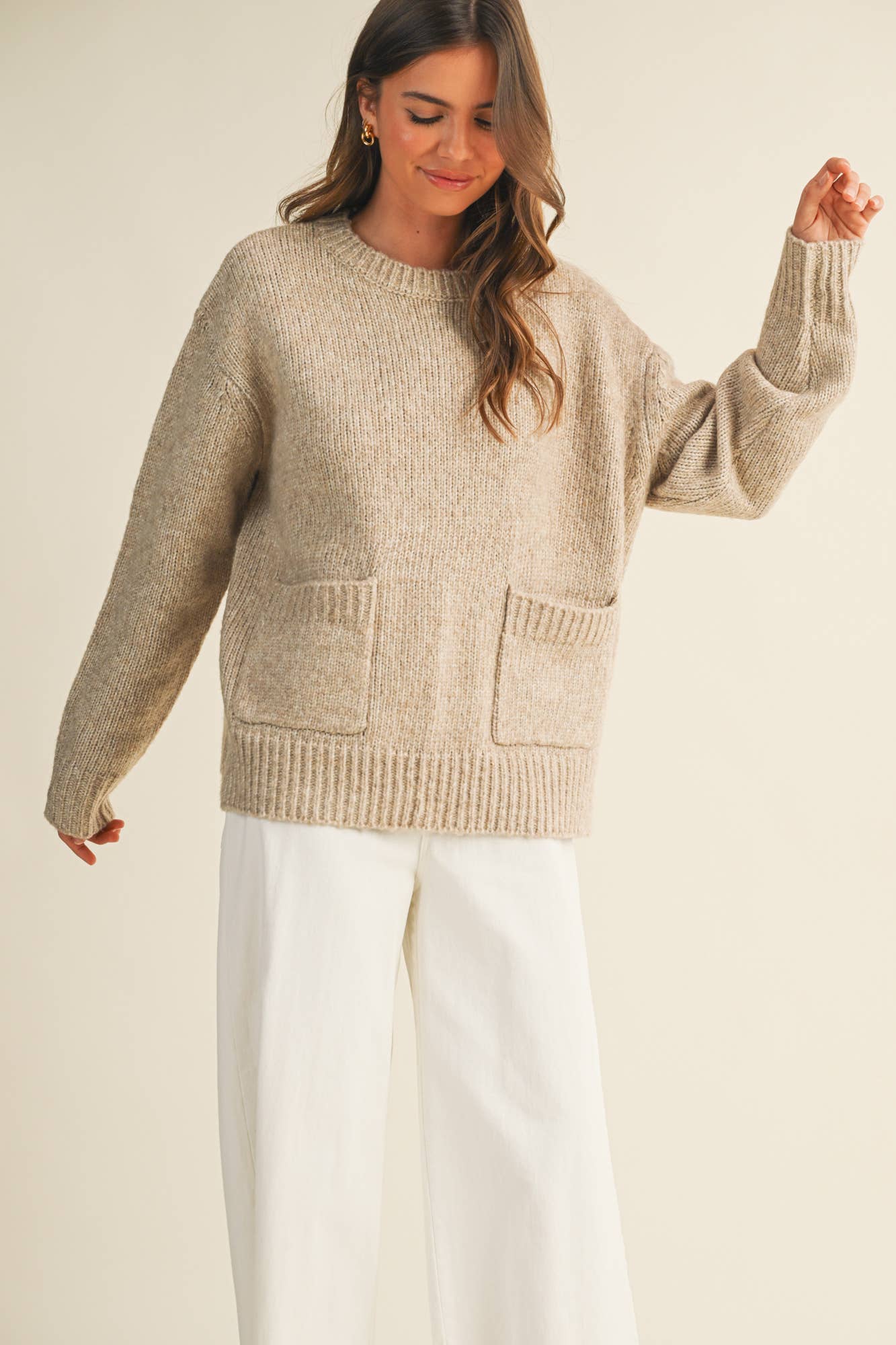 MUSTARD SEED FRONT PATCH POCKET SWEATER TOP