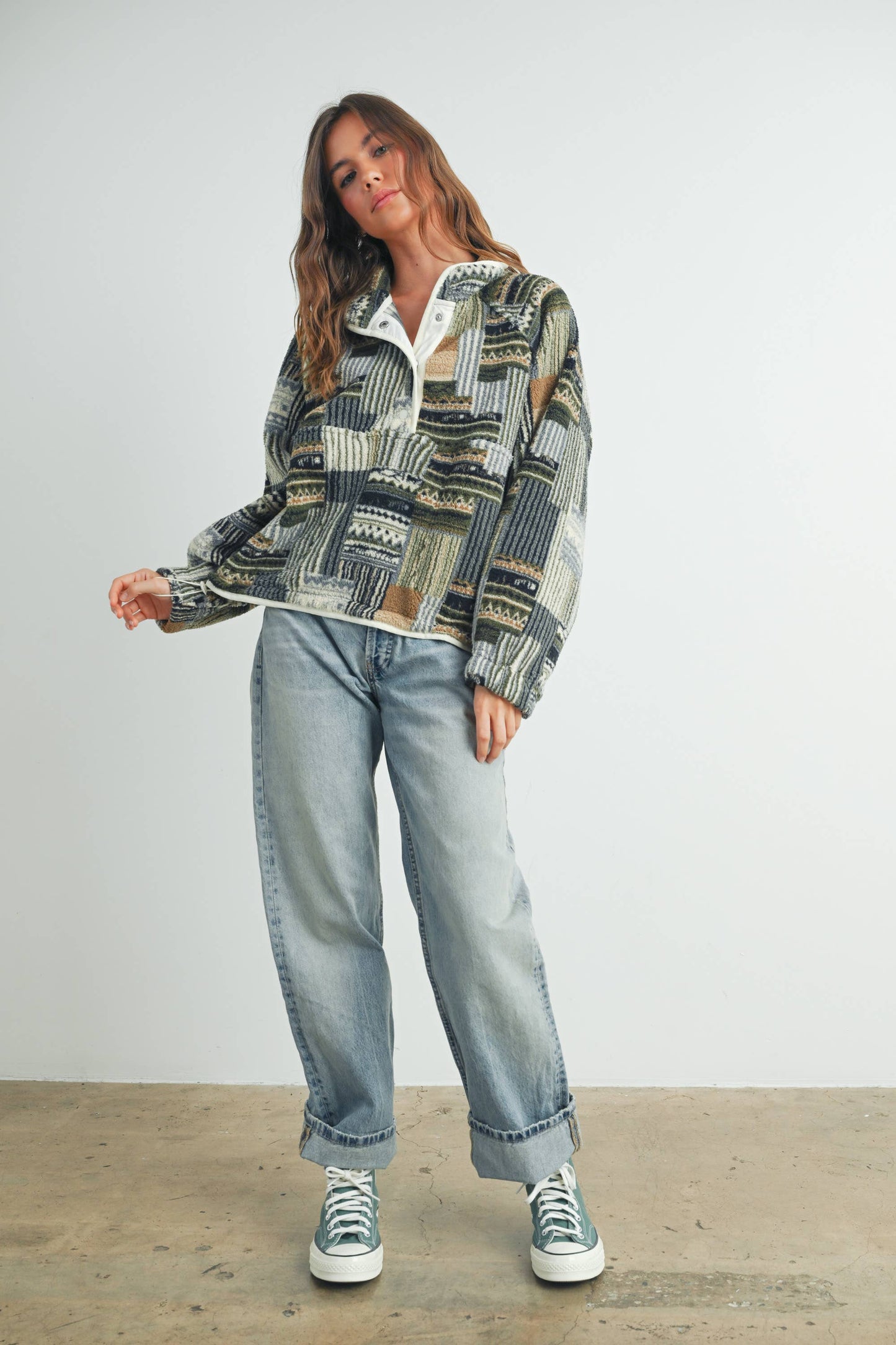 Buttermelon Patchwork Print Multicolor Sweatshirt - BMT7495