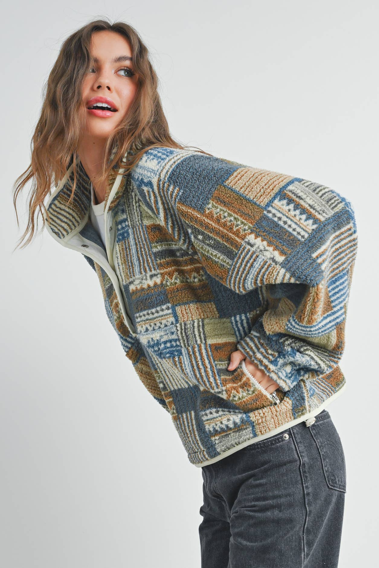 Buttermelon Patchwork Print Multicolor Sweatshirt - BMT7495