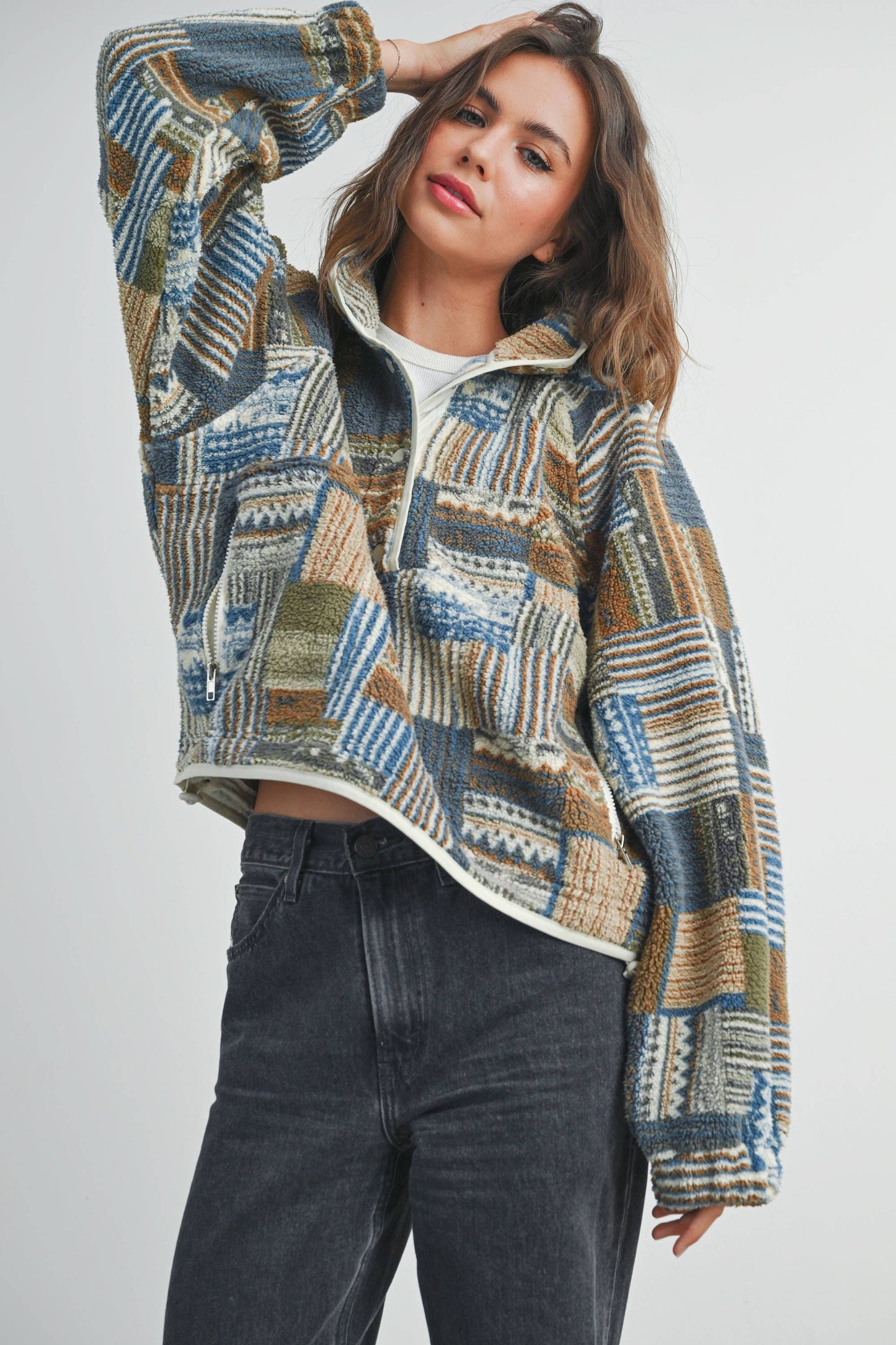 Buttermelon Patchwork Print Multicolor Sweatshirt - BMT7495