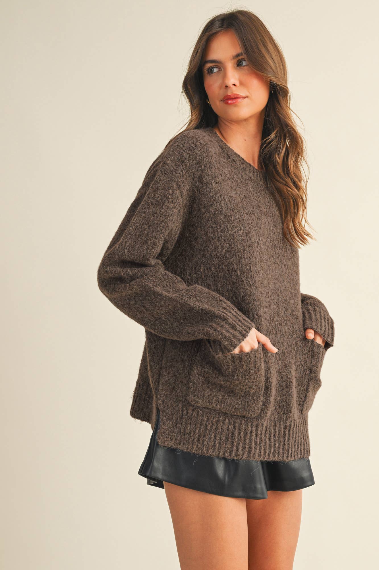 MUSTARD SEED FRONT PATCH POCKET SWEATER TOP