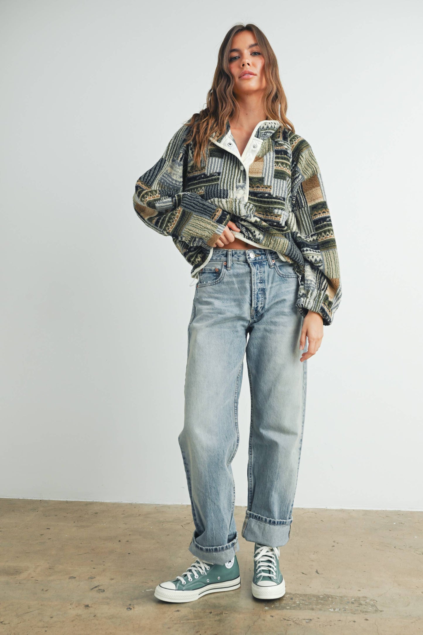 Buttermelon Patchwork Print Multicolor Sweatshirt - BMT7495