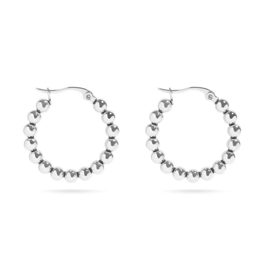 18K Gold PVD Stainless Steel Circle Ball Hoop Earrings