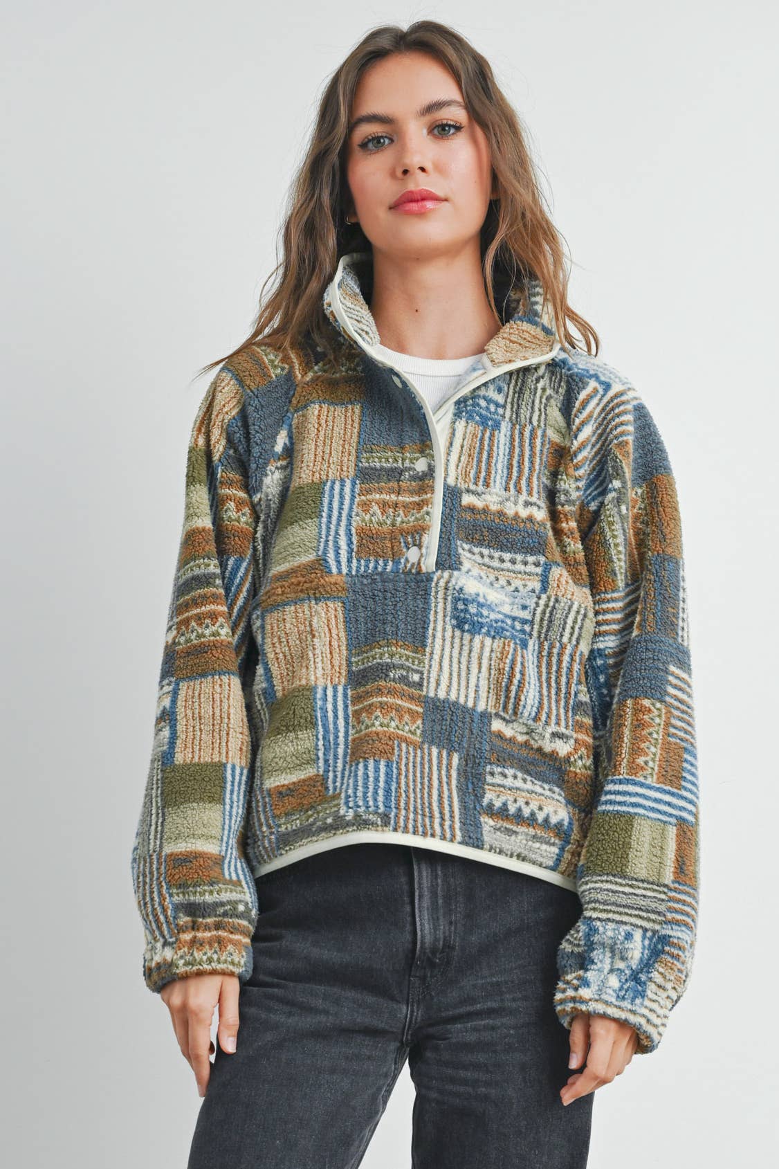 Buttermelon Patchwork Print Multicolor Sweatshirt - BMT7495