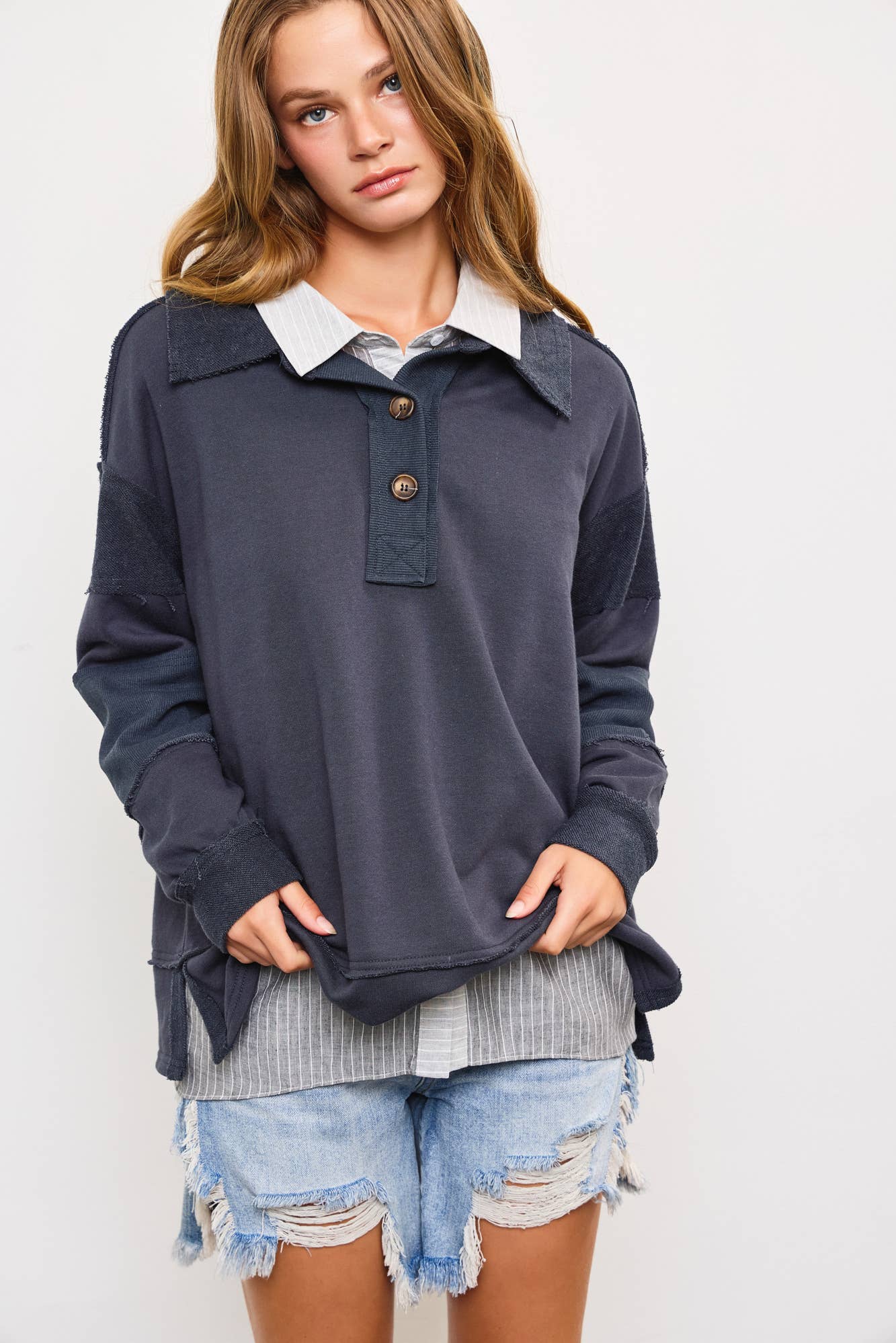 MUSTARD SEED WIDE V-NECK TOP