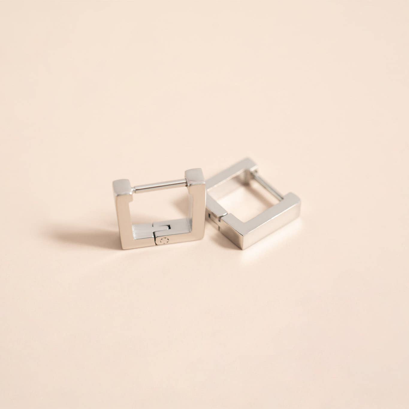 18K Gold PVD Stainless Steel Square Huggie Earrings