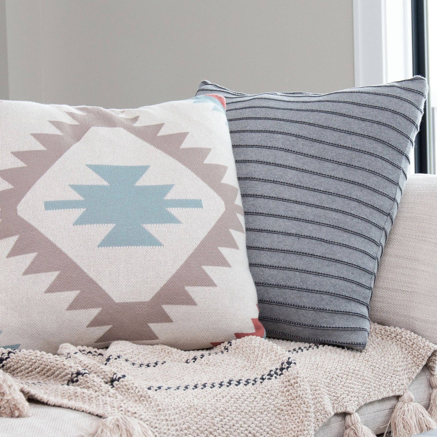 EZ Home Anika 18X18" Recycled Cotton Decorative Throw Pillow