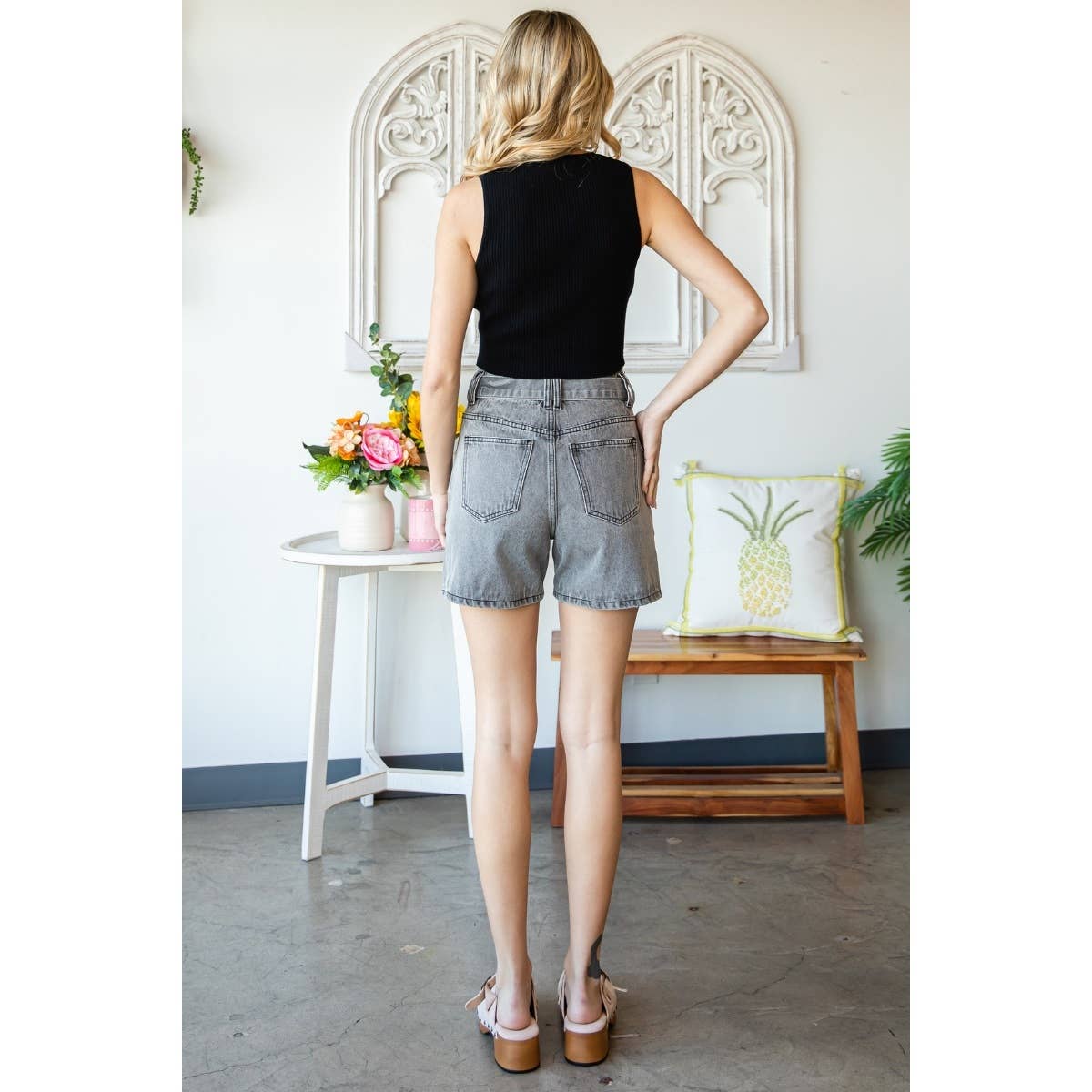 Waist Belted Denim Shorts By Veveret