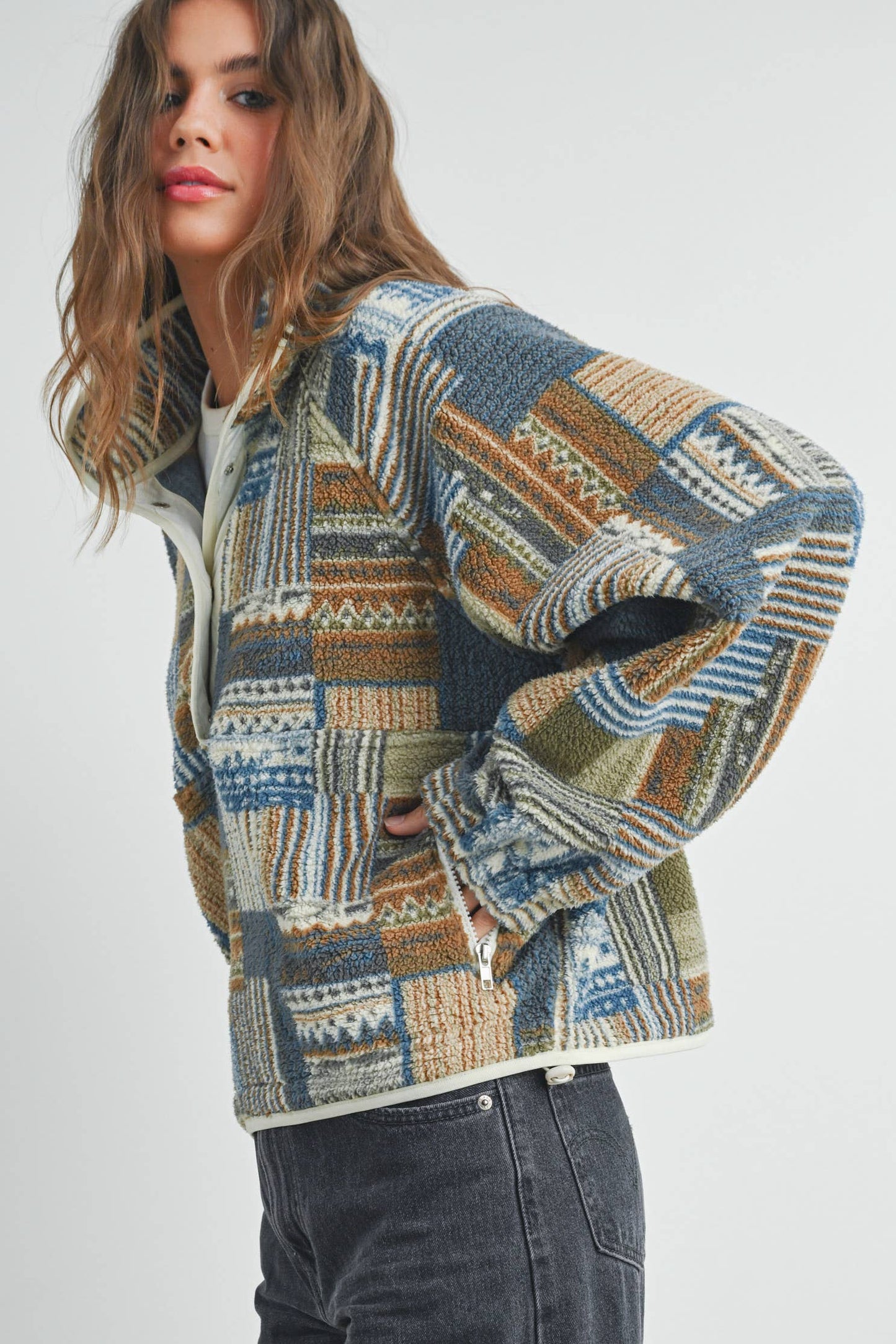Buttermelon Patchwork Print Multicolor Sweatshirt - BMT7495