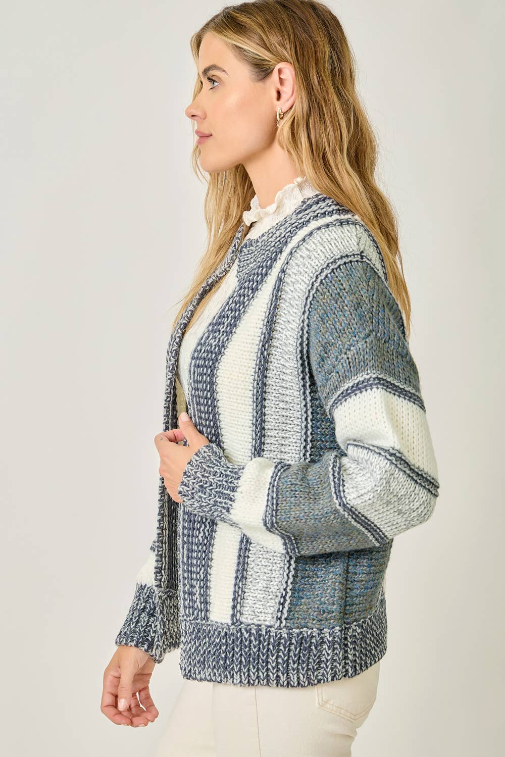 Mystree Color Blocked Sweater Cardigan