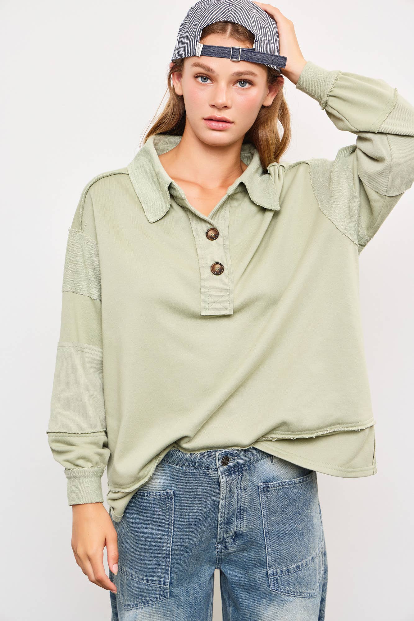 MUSTARD SEED WIDE V-NECK TOP