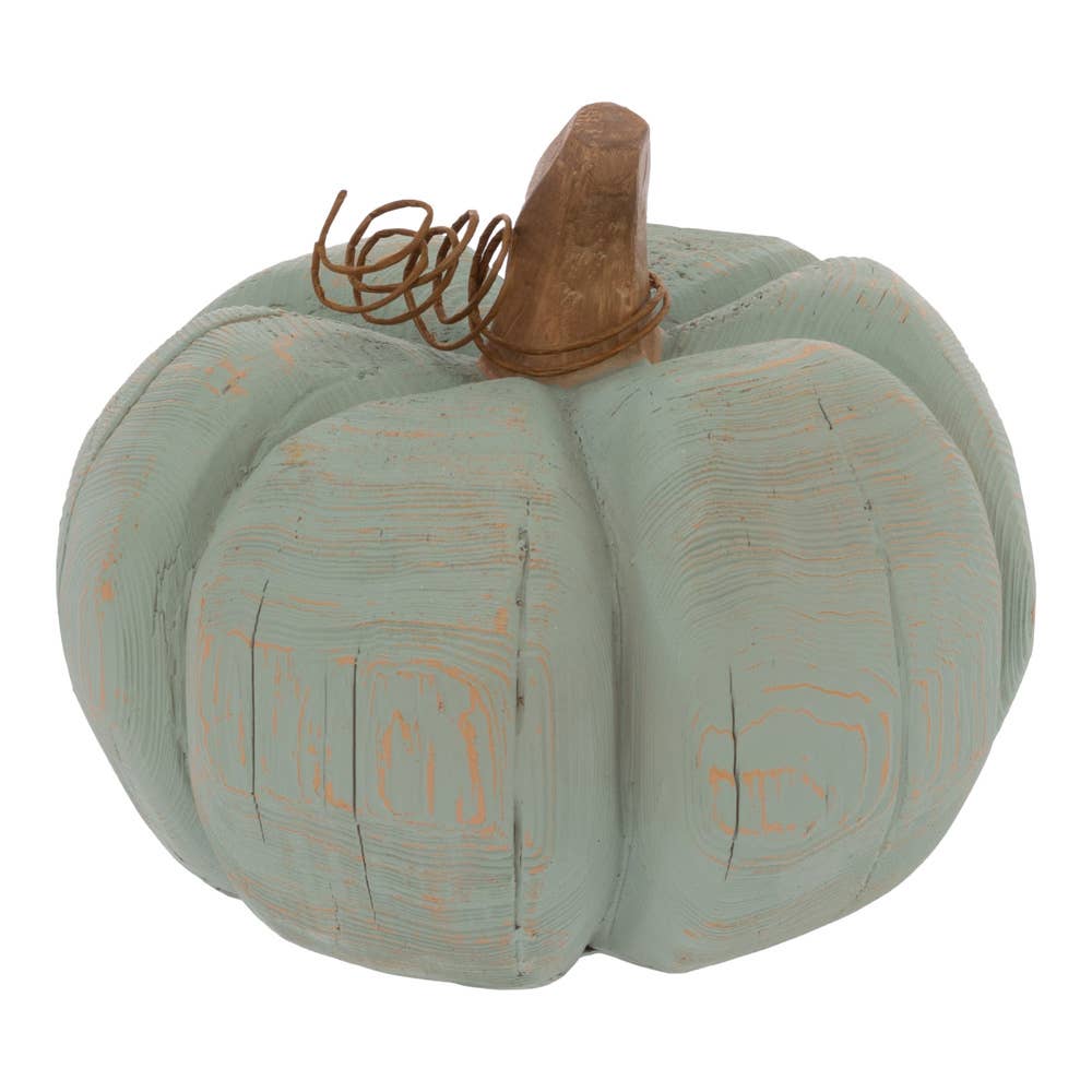 6.75" Dia Aqua Carved Pumpkin Fall Autumn Décor