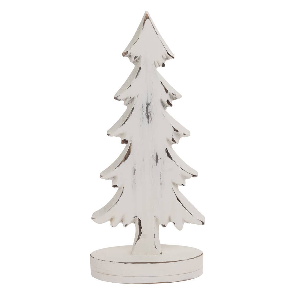 White 12.5" Tall Weathered Tree Christmas