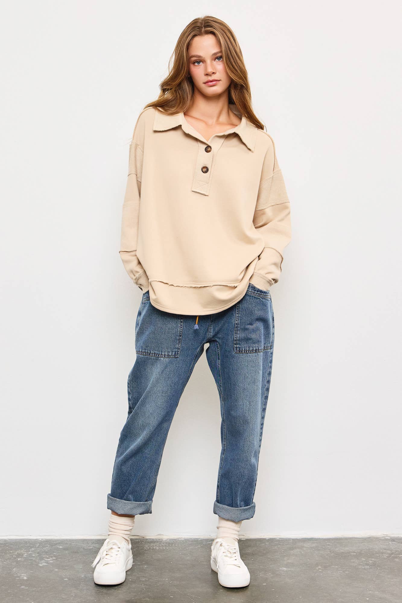MUSTARD SEED WIDE V-NECK TOP