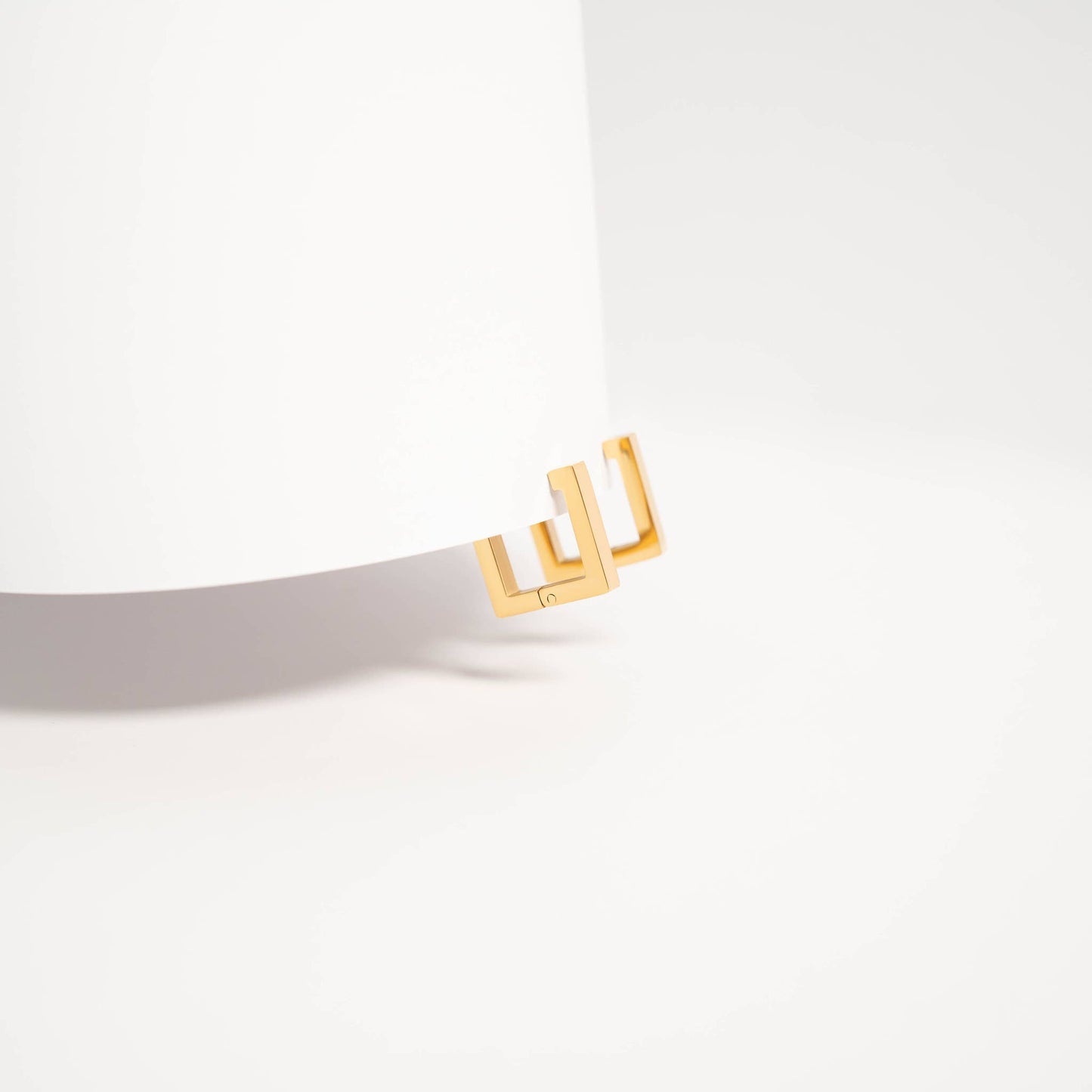 18K Gold PVD Stainless Steel Square Huggie Earrings