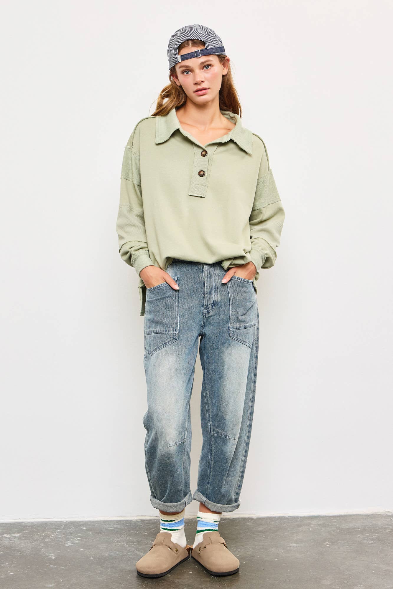 MUSTARD SEED WIDE V-NECK TOP