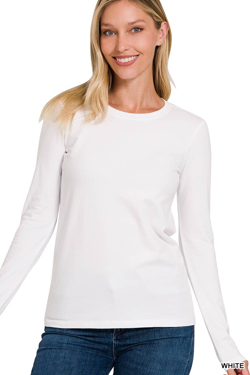 Cotton Crew Neck Long Sleeve Shirt