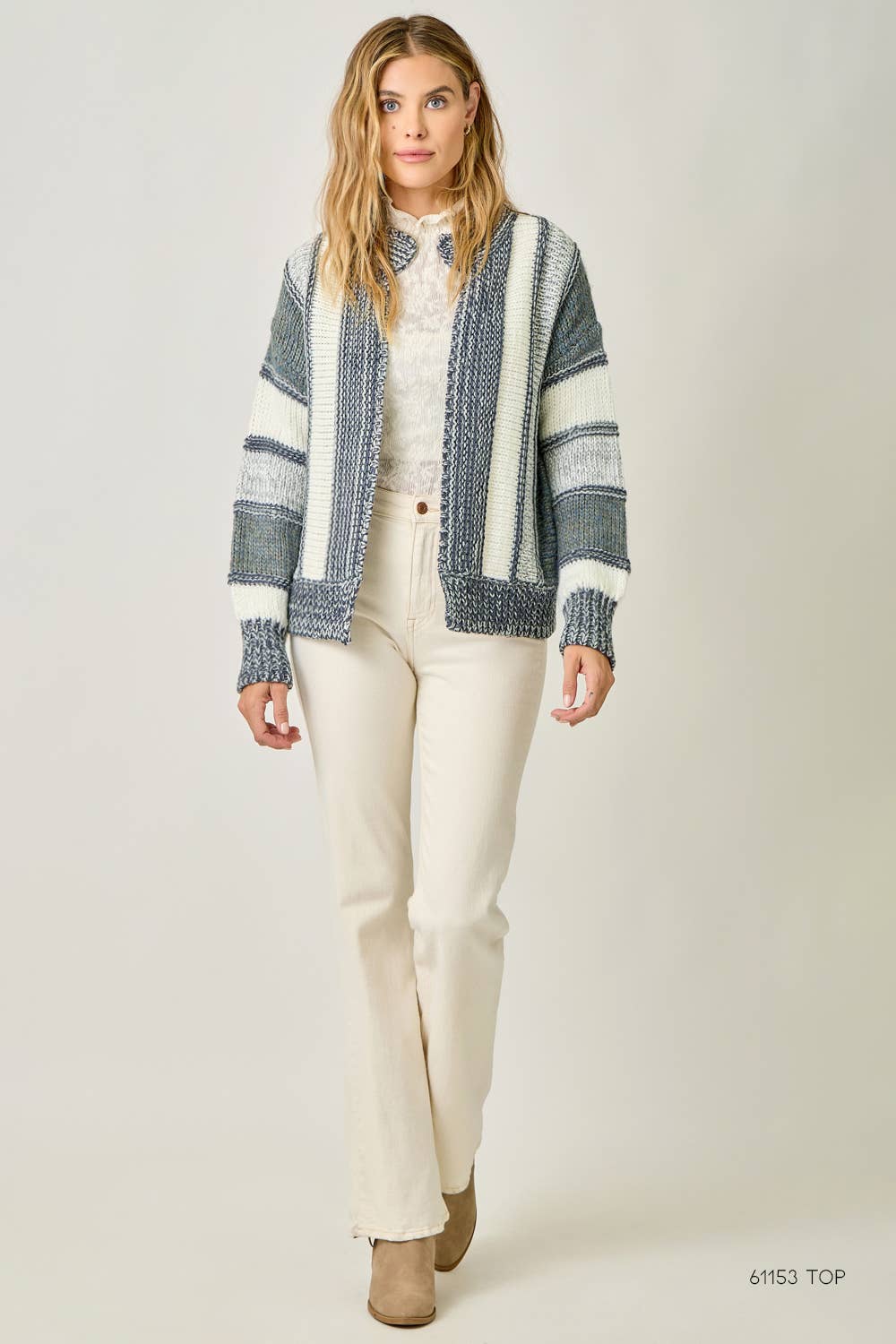 Mystree Color Blocked Sweater Cardigan