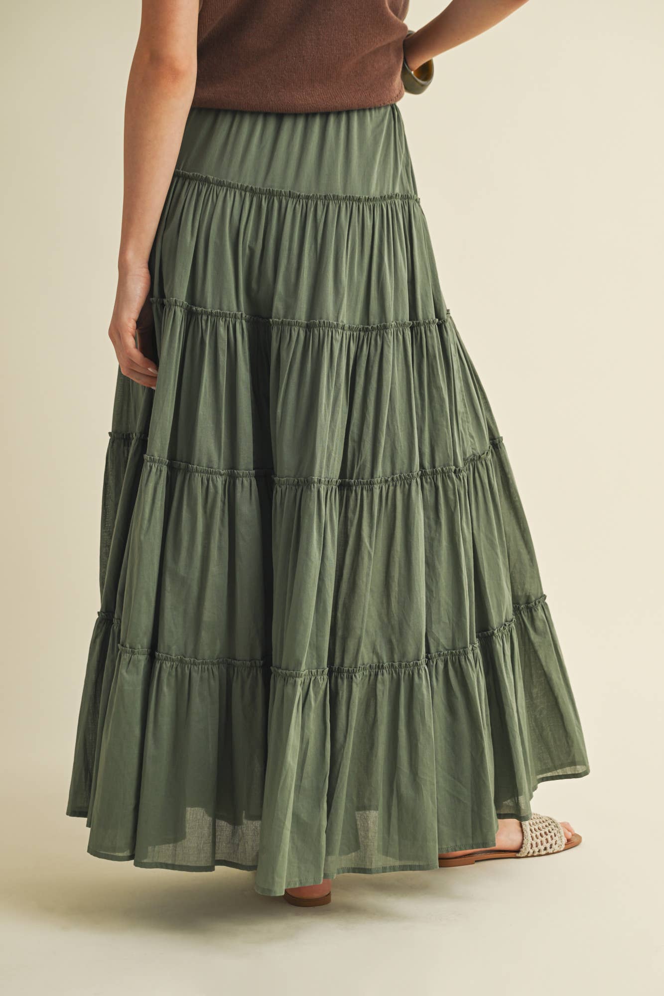 MUSTARD SEED DRAWSTRING DETAIL TIERED MAXI SKIRT