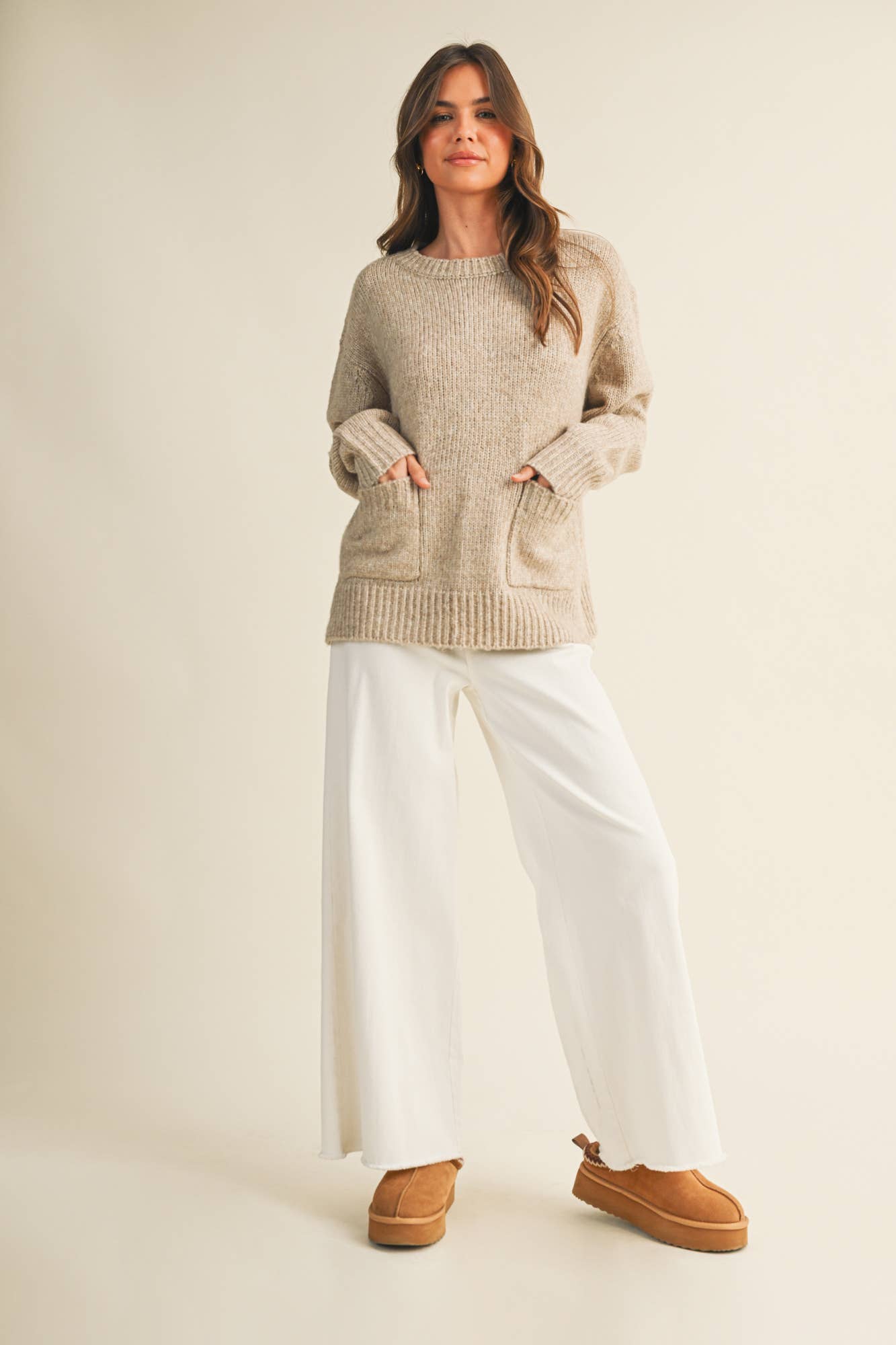 MUSTARD SEED FRONT PATCH POCKET SWEATER TOP