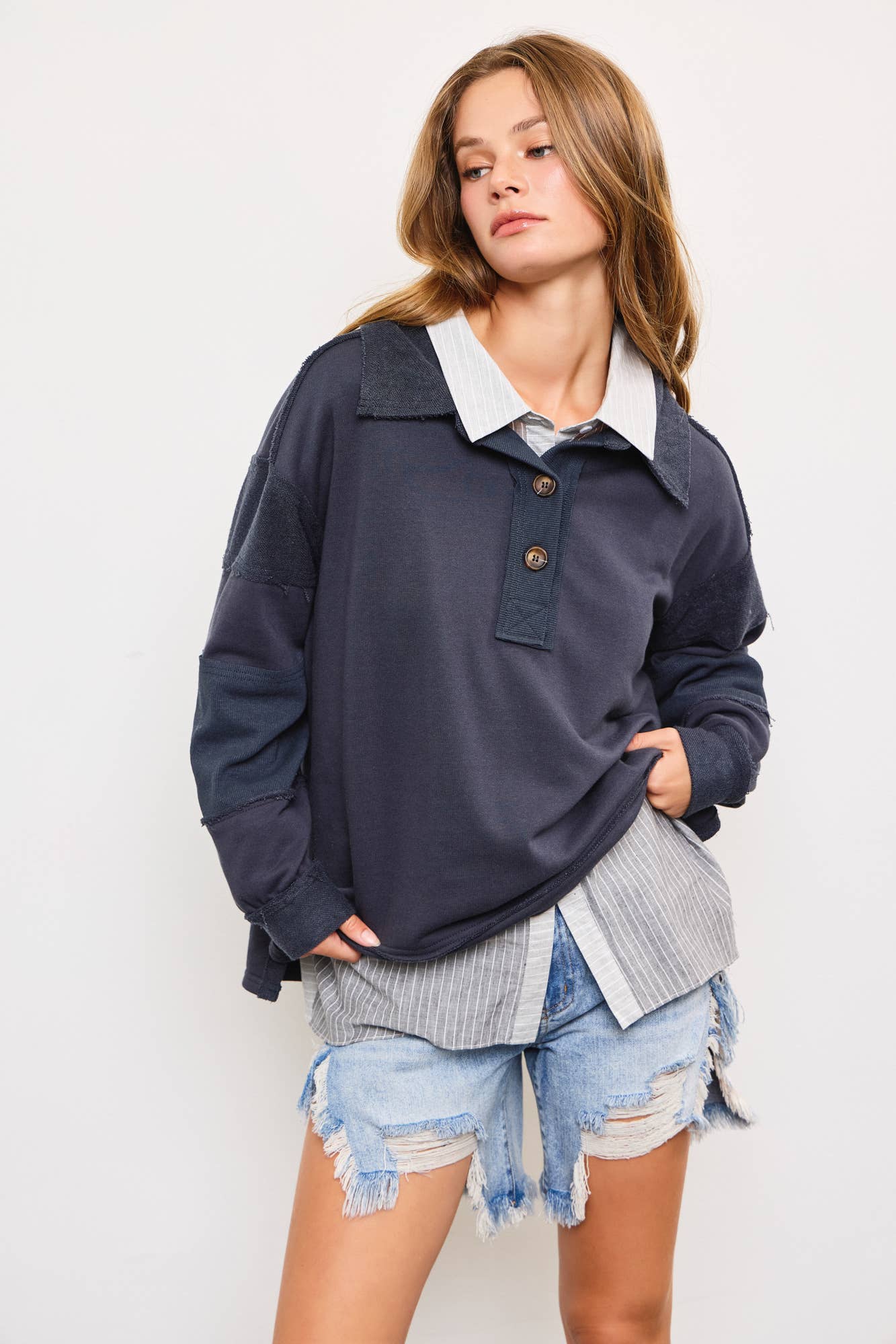 MUSTARD SEED WIDE V-NECK TOP