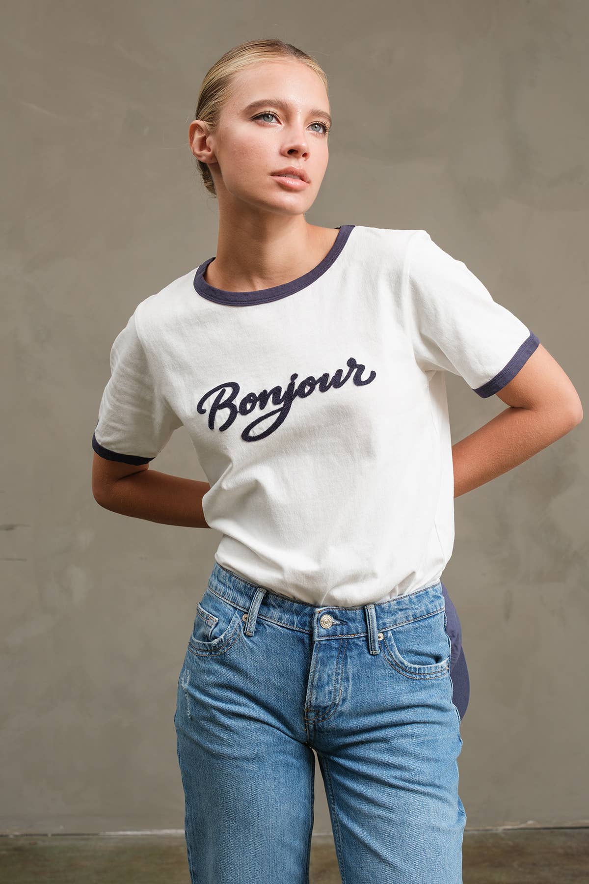Bonjour Contrast Ringer Tee  By Raisonnel
