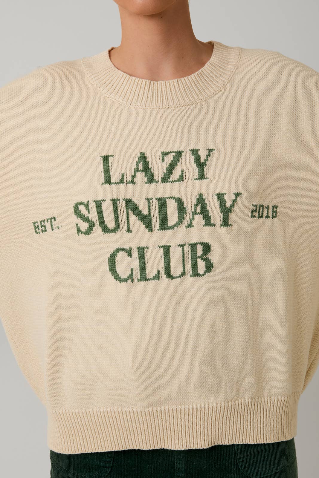 SUNDAY EDITION BY LE LIS ROUND NECK 'LAZY SUNDAY CLUB' SWEATER TOP