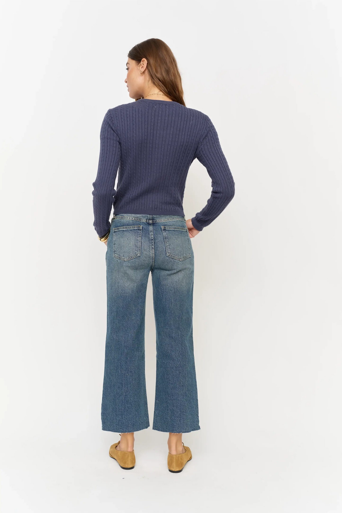 Oliver Logan Aberdeen High Rise Wide Leg Crop Dark Tint Worn