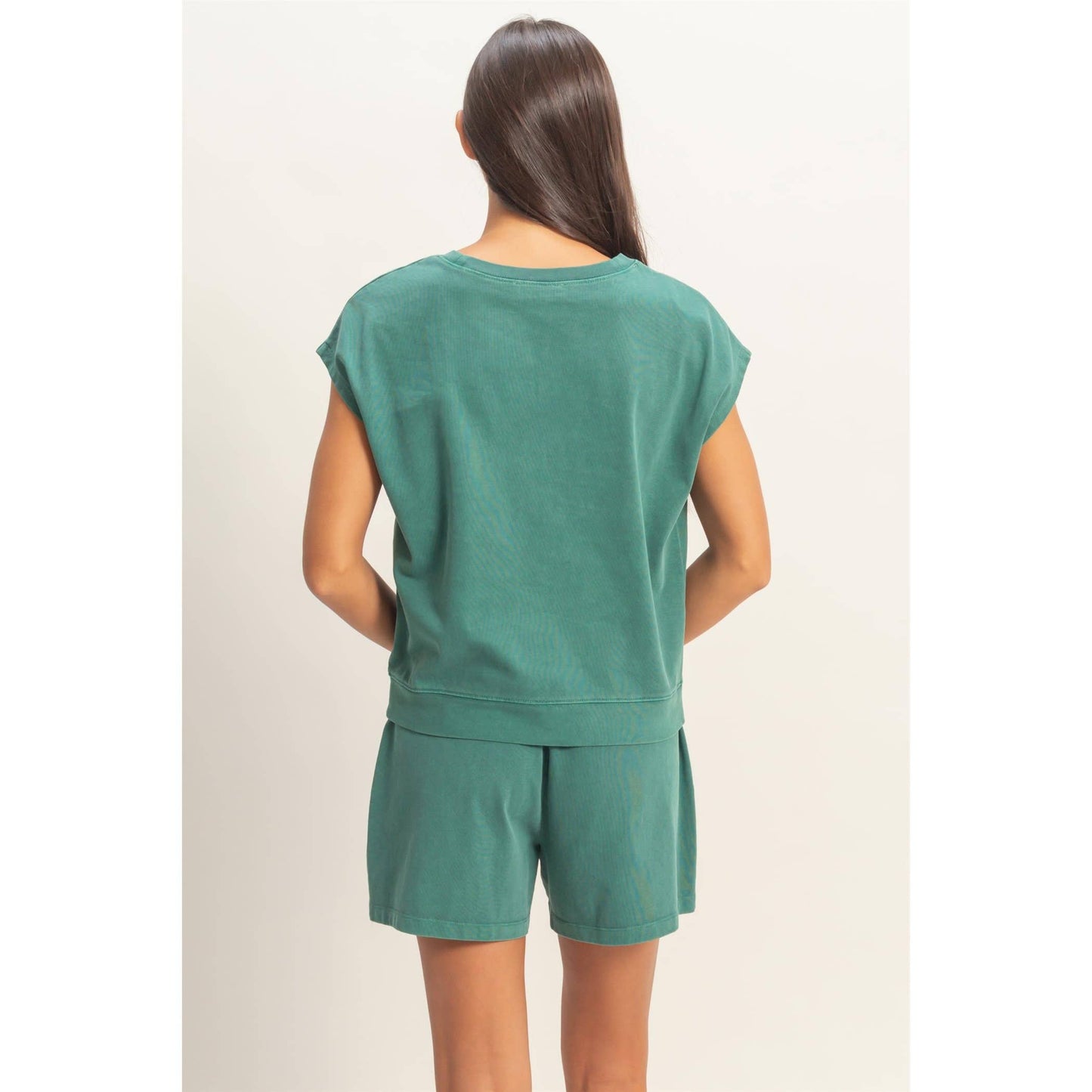 Sleeveless Crew Neck Top and Shorts Set