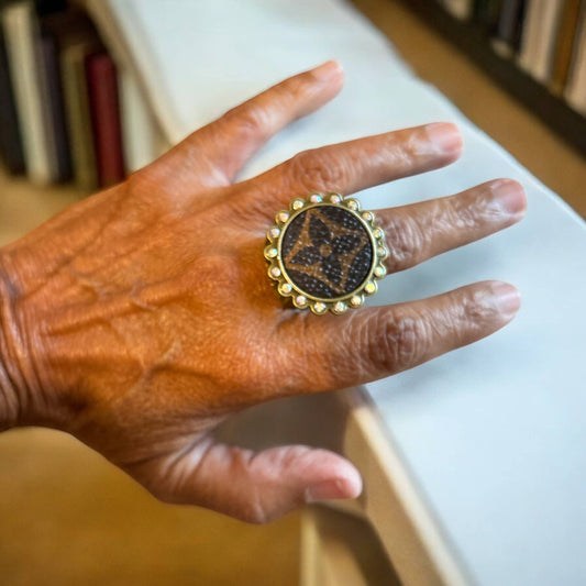 LV Round Rhinestone Ring