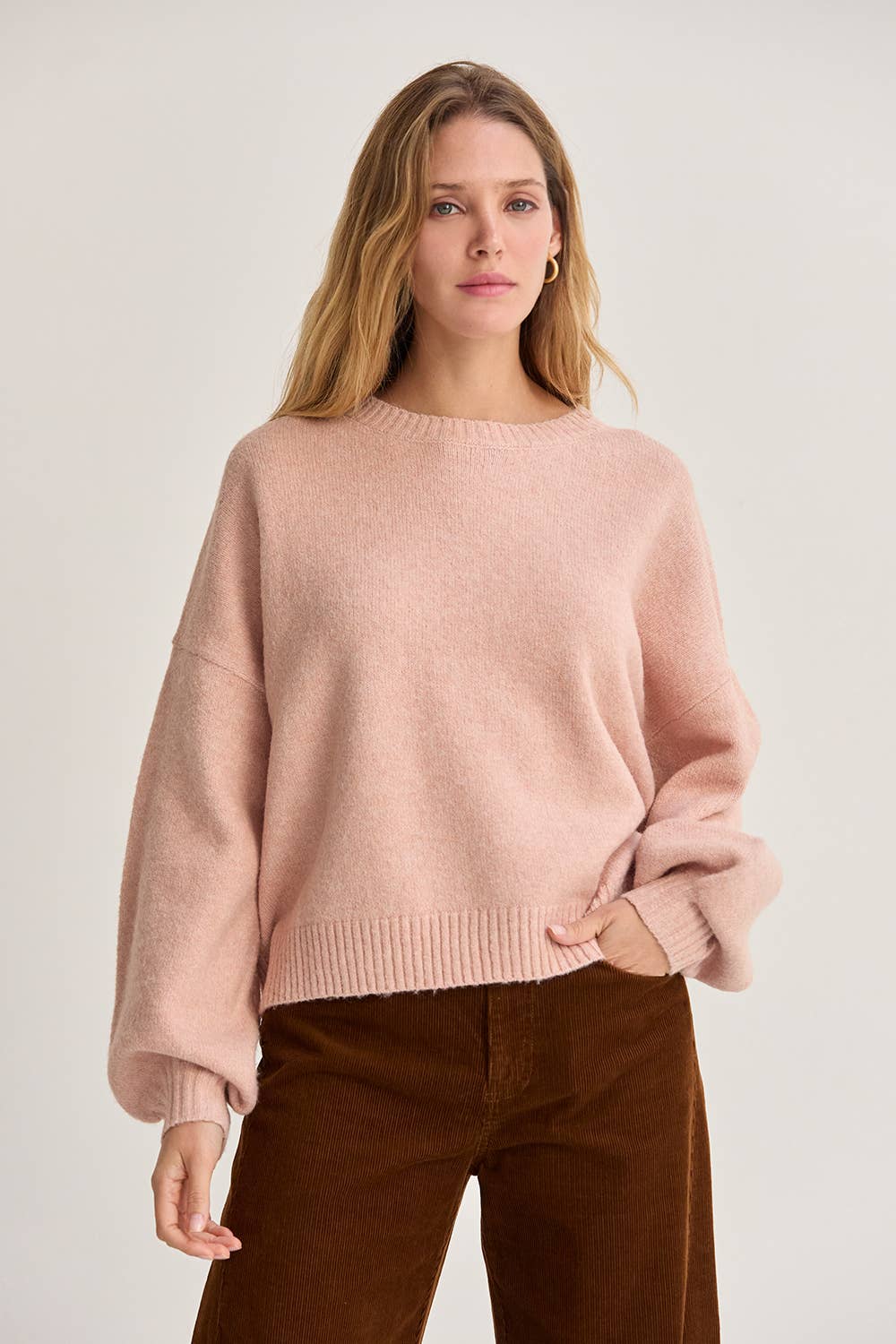 Josie Balloon Sleeve Crewneck Sweater By Crescent