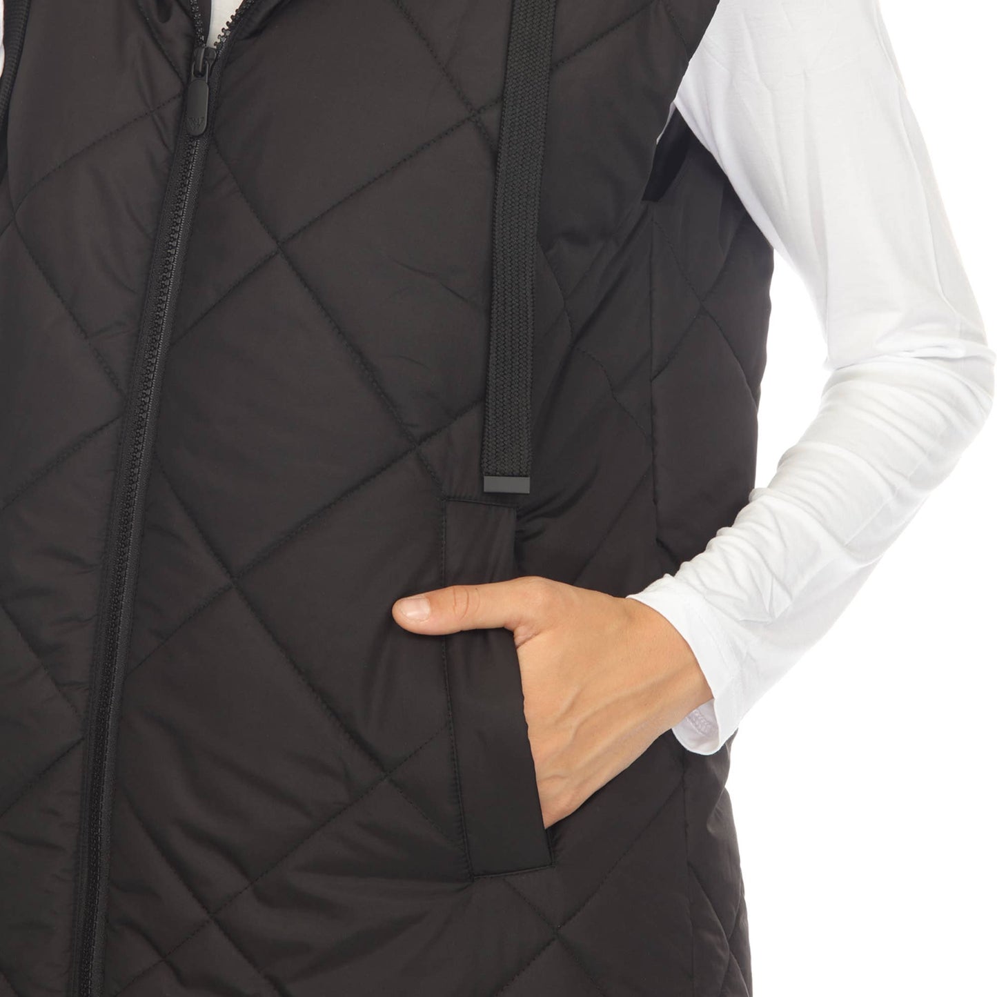 White Mark Women's Diamond Quilted Hooded Puffer Vest