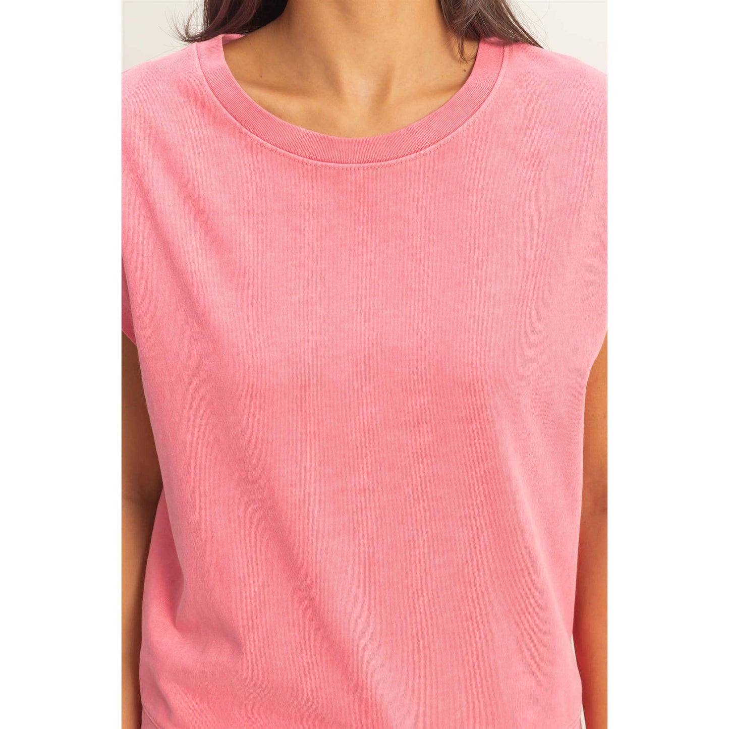 Sleeveless Crew Neck Top and Shorts Set