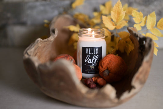 13 oz Mason Jar Fall Candle: Hello Fall