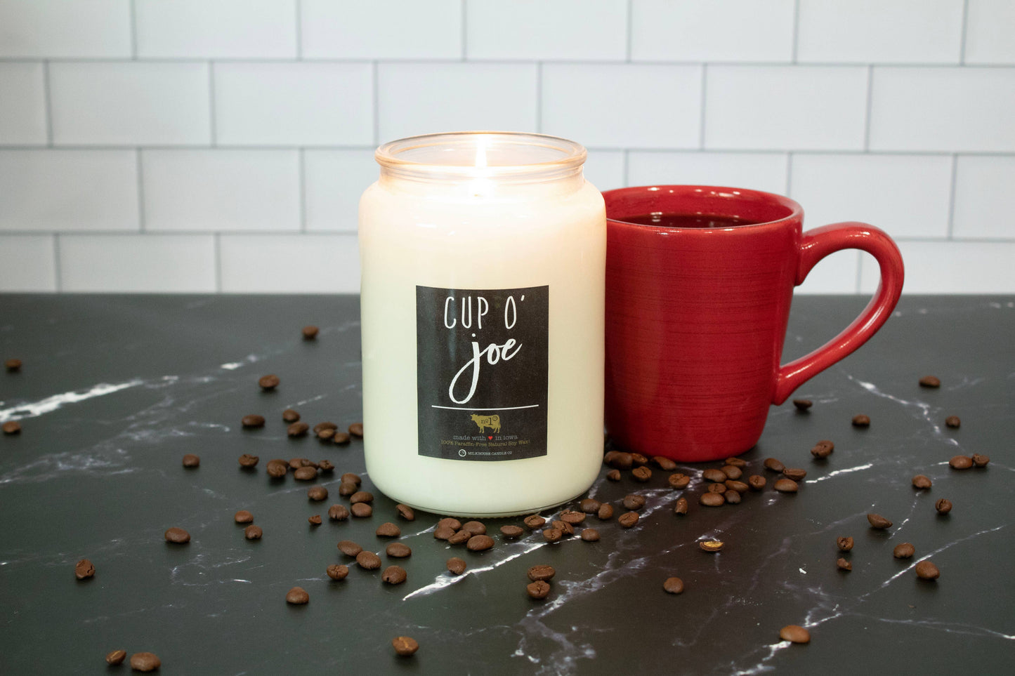 26 oz Farmhouse Jar Candle: Cup O'Joe