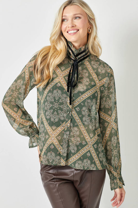 Mystree Tie Neck Blouse