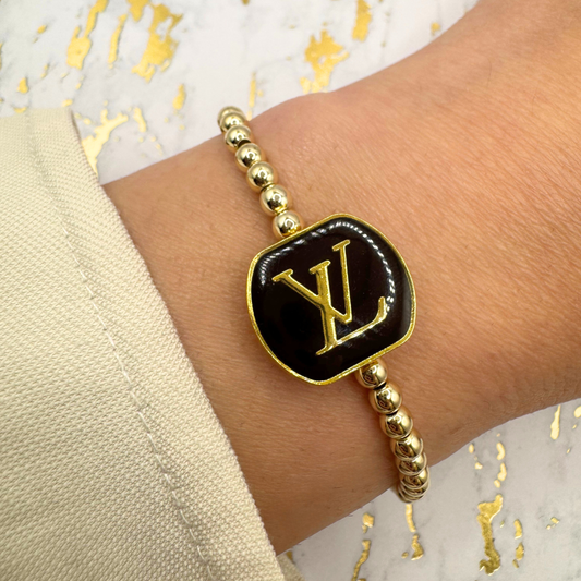 LV 14K GF 4mm Beaded Bracelet