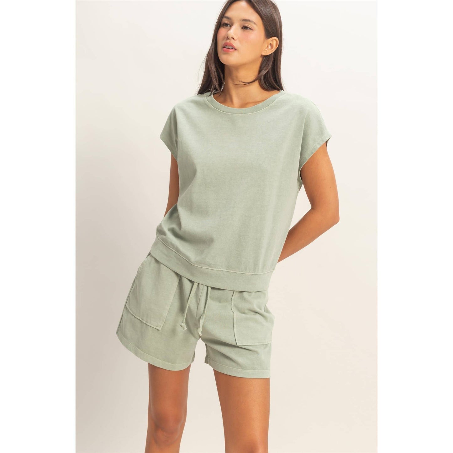 Sleeveless Crew Neck Top and Shorts Set